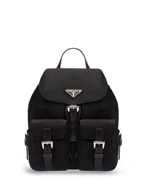 prada mini logo plaque backpack|Prada leather backpack.